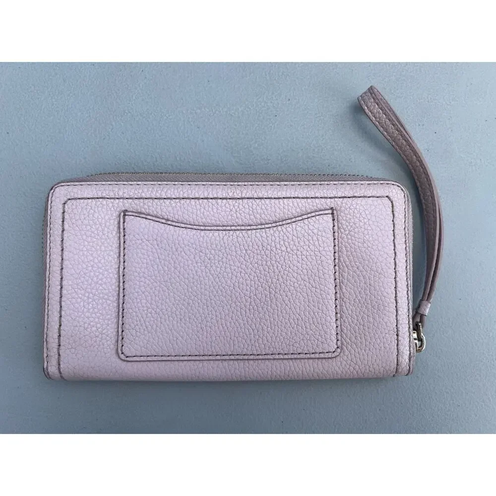 Marc Jacobs Leather Zip-round Long Wallet Wristlet S104L01FA21 Peach Pink